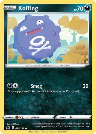 Koffing 075/159 - Reverse Holofoil Crown Zenith - Common