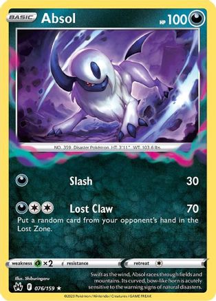 Absol 076/159  - Reverse Holofoil Crown Zenith - Holo Rare