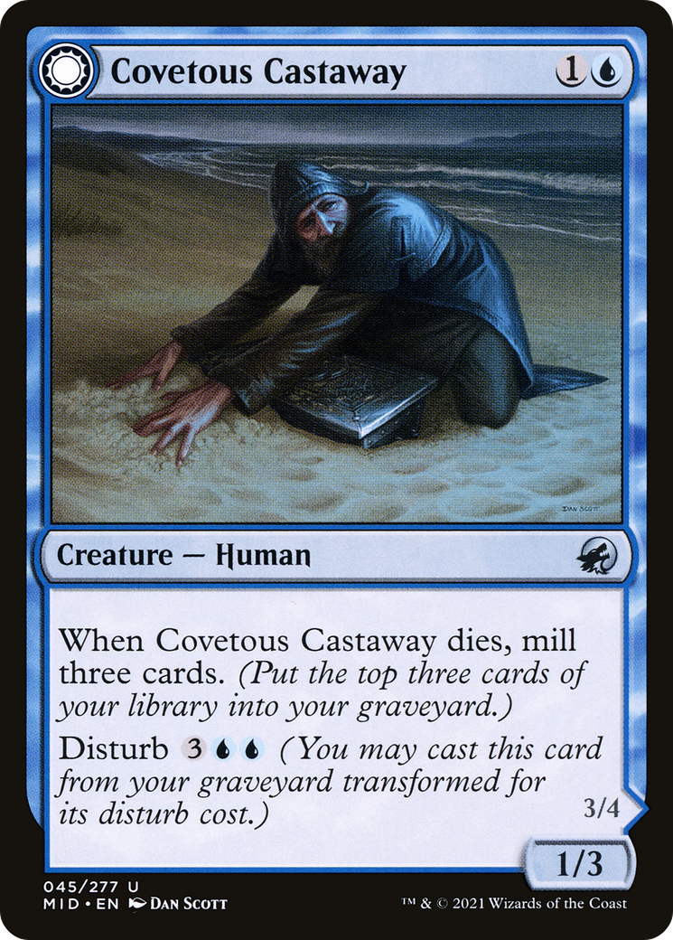 Covetous Castaway (MID-045) - Innistrad: Midnight Hunt: (Double Faced Transform) Foil