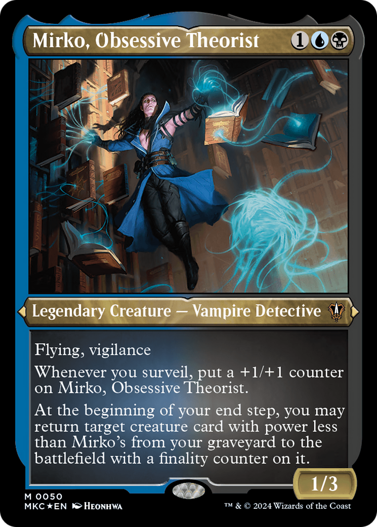 Mirko, Obsessive Theorist (Display Commander) - Thick Stock (MKC-050) - Murders at Karlov Manor Commander Etched Foil