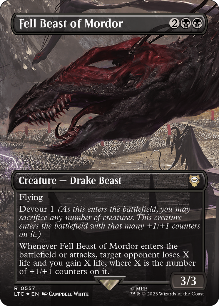 Fell Beast of Mordor (Borderless) (Surge Foil) (LTC-557) - Tales of Middle-earth Commander (Borderless) Foil