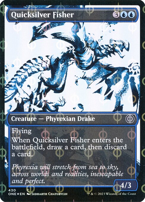 Quicksilver Fisher (ONE-430) - Phyrexia: All Will Be One Foil — official product image (scryfall)