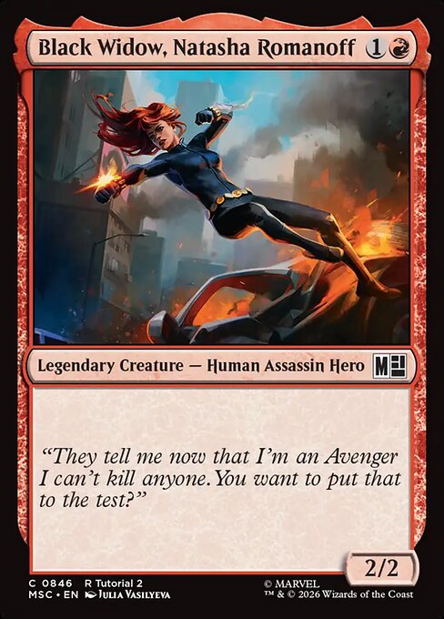 Black Widow, Natasha Romanoff (0541) (MSC-541) - Commander: Marvel Super Heroes — official product image (scryfall)