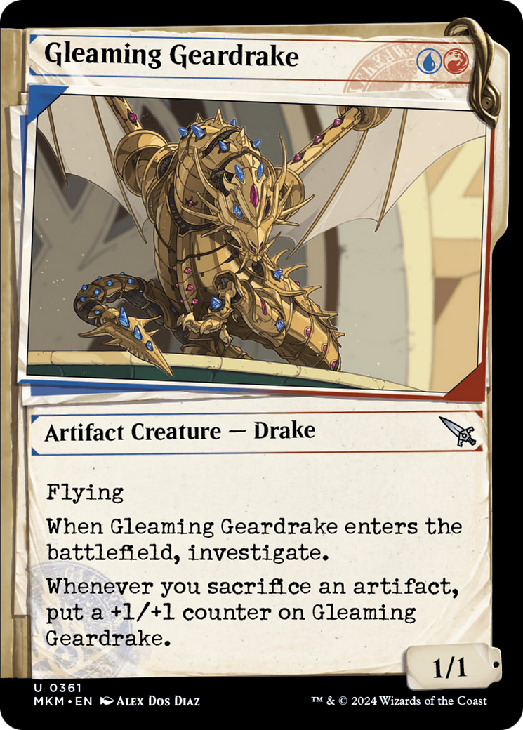 Gleaming Geardrake (Showcase) (MKM-361) - Murders at Karlov Manor: (Showcase)