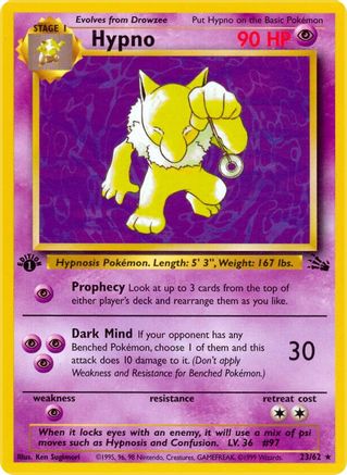 Hypno (23) 023  - Unlimited Fossil - Rare