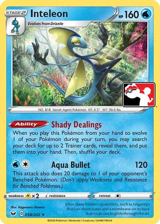 Inteleon (058) 058  - Holofoil Prize Pack Series Cards - Rare