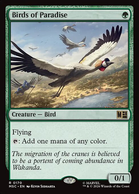 Birds of Paradise (SLD-1675B) - Secret Lair Drop / European Swallow (Borderless) — official product image (scryfall)