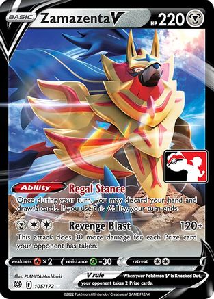 Zamazenta V 105/172  - Holofoil Prize Pack Series Cards - Ultra Rare