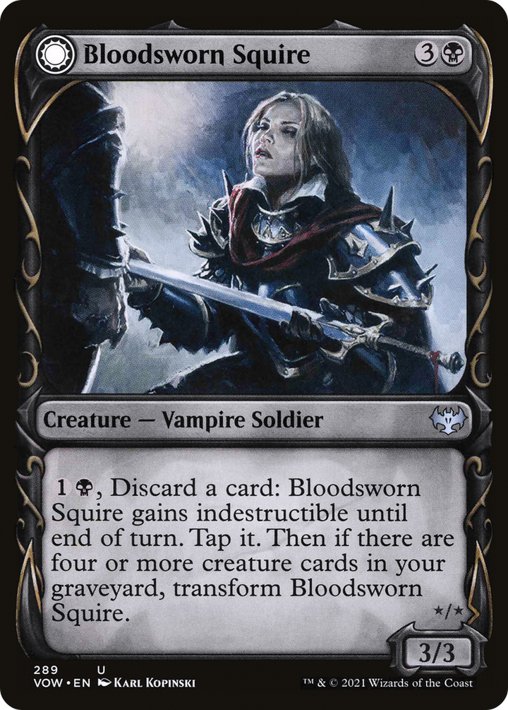 Bloodsworn Squire (Showcase) (VOW-289) - Innistrad: Crimson Vow: (Showcase, Double Faced Transform)