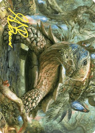 Blossoming Tortoise Art Card (Gold-Stamped Signature) (ASWOE-024) - Art Series: Wilds of Eldraine