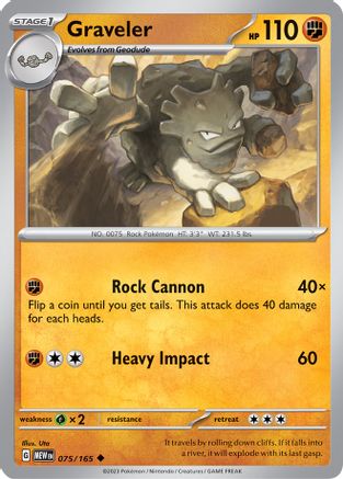 Graveler 075/165  - Reverse Holofoil SV Scarlet & Violet 151 - Uncommon