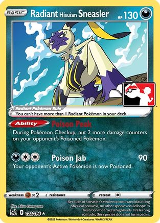 Radiant Hisuian Sneasler 123  - Holofoil Prize Pack Series Cards - Radiant Rare