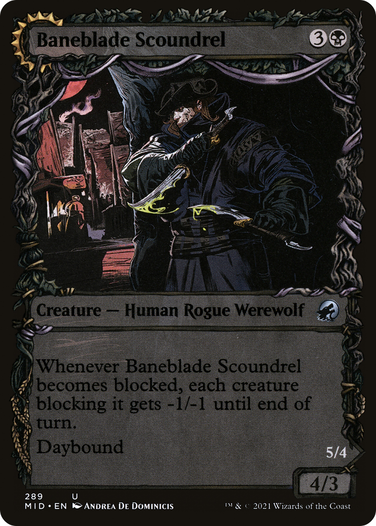 Baneblade Scoundrel (Showcase) (MID-289) - Innistrad: Midnight Hunt: (Showcase, Double Faced Transform)