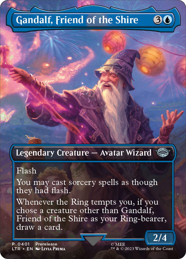 Gandalf, Friend of the Shire (Borderless) (LTR-401) - The Lord of the Rings: Tales of Middle-earth (Borderless) Foil