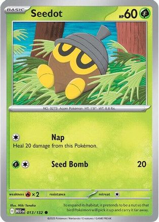 Seedot 013/132  - Reverse Holofoil ME01 Mega Evolution - Common