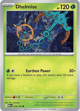 Dhelmise 018/132  - Reverse Holofoil ME01 Mega Evolution - Common
