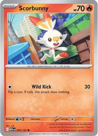 Scorbunny 026/132  - Reverse Holofoil ME01 Mega Evolution - Common