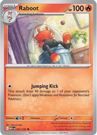 Raboot 027/132  - Reverse Holofoil ME01 Mega Evolution - Common