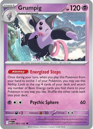Grumpig 063/132  - Reverse Holofoil ME01 Mega Evolution - Uncommon