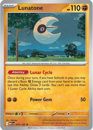 Lunatone 074/132  - Holofoil ME01 Mega Evolution - Rare