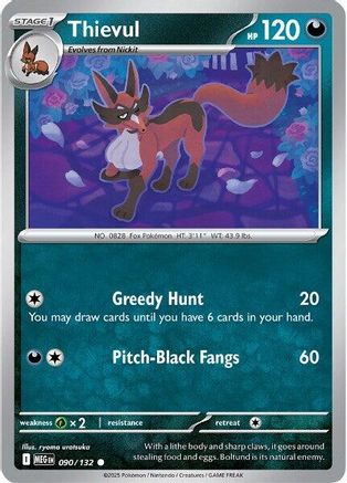 Thievul 090/132  - Reverse Holofoil ME01 Mega Evolution - Common