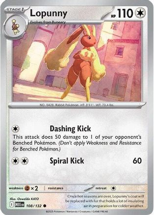 Lopunny 108/132  - Reverse Holofoil ME01 Mega Evolution - Common