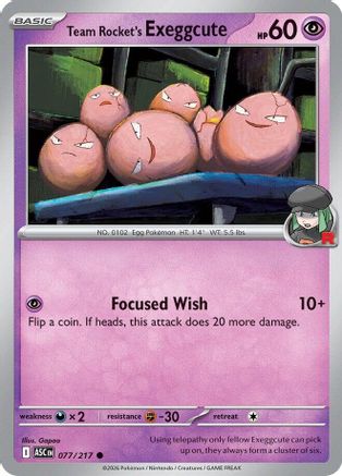 Team Rocket's  exeggcute 077  - Reverse Holofoil ME Ascended Heroes - Common