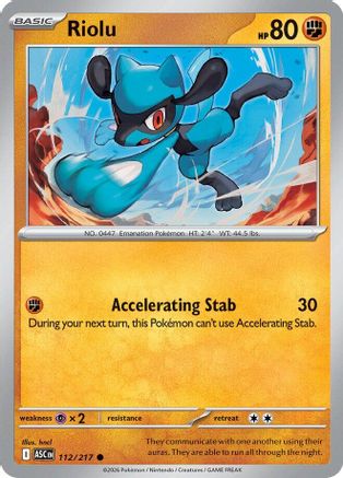 Riolu 112  - Reverse Holofoil ME Ascended Heroes - Common