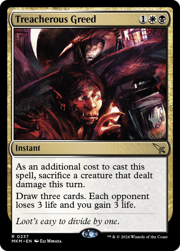 Treacherous Greed (PPMKM-237P) - Murders at Karlov Manor Promos Foil
