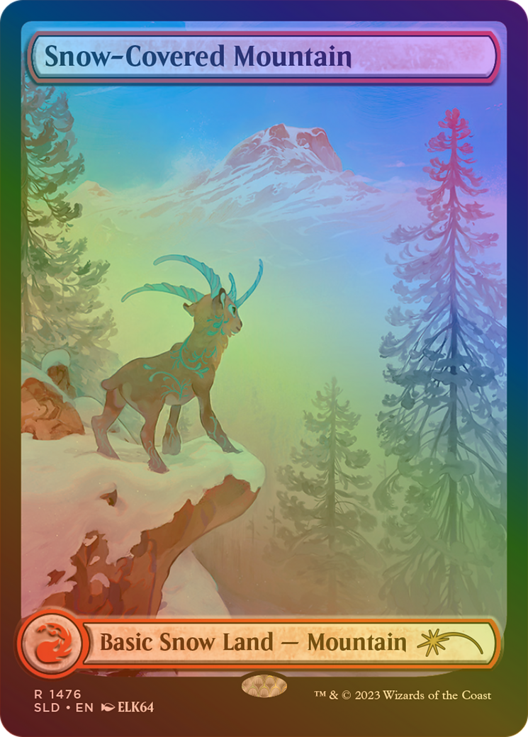 Snow-Covered Mountain (1476) (Rainbow Foil) (SLD-1476★) - Secret Lair Drop: (Full Art) Foil