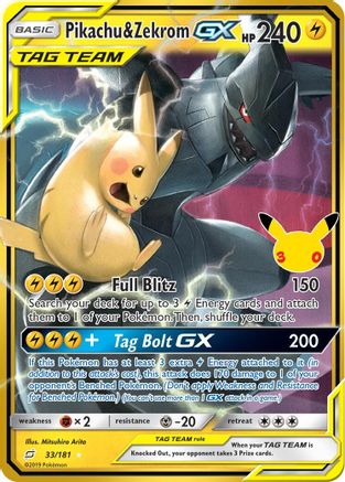 Pikachu & Zekrom GX 033/181  - Holofoil ME 30th Celebration Classic Collection - Classic Collection