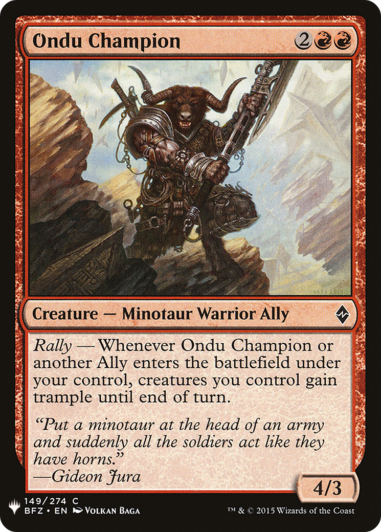 Ondu Champion (LIST-149) - The List