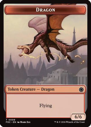 Dragon (0009) // Treasure Double-Sided Token (FDC-9 // 16) - Commander: Foundations