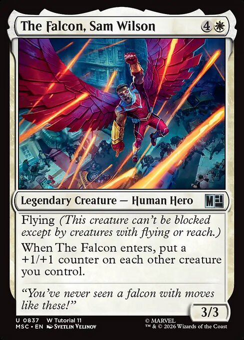 The Falcon, Sam Wilson (0516) (MSC-516) - Commander: Marvel Super Heroes — official product image (scryfall)