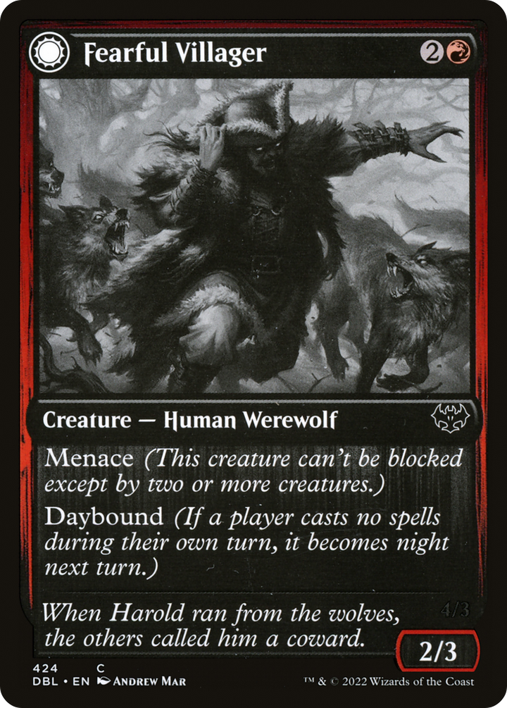 Fearful Villager (DBL-424) - Innistrad: Double Feature: (Double Faced Transform)