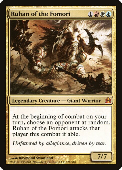Ruhan of the Fomori (SLD-1695★) - Secret Lair Drop / Sheldon, the Commander (Borderless) Foil — official product image (scryfall)