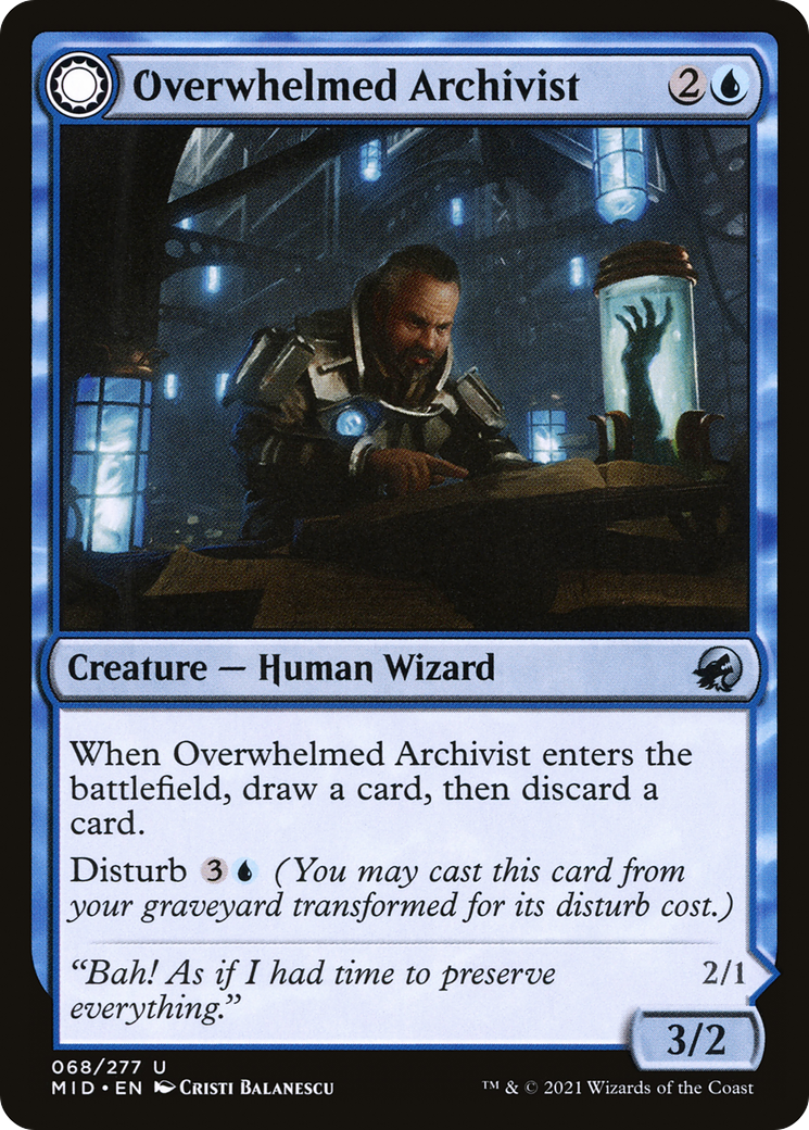Overwhelmed Archivist (MID-068) - Innistrad: Midnight Hunt: (Double Faced Transform)