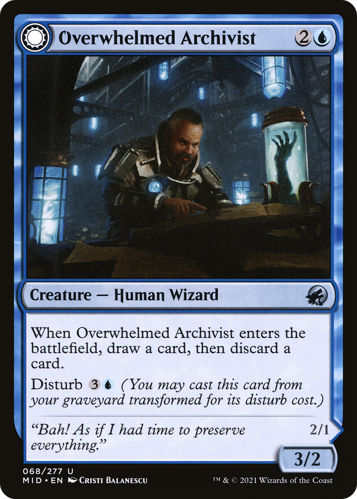 Overwhelmed Archivist (MID-068) - Innistrad: Midnight Hunt: (Double Faced Transform) Foil