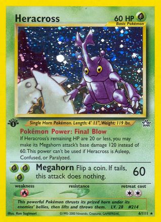 Heracross 006  - Unlimited Holofoil Neo Genesis - Holo Rare