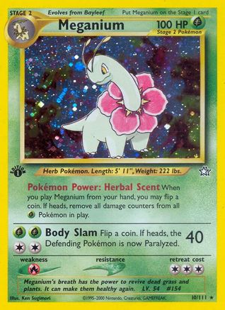 Meganium (10) 010  - Unlimited Holofoil Neo Genesis - Holo Rare