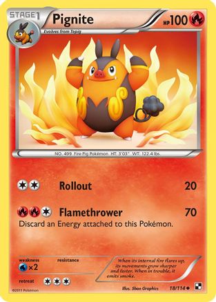 Pignite (18) 018  - Reverse Holofoil Black and White - Uncommon
