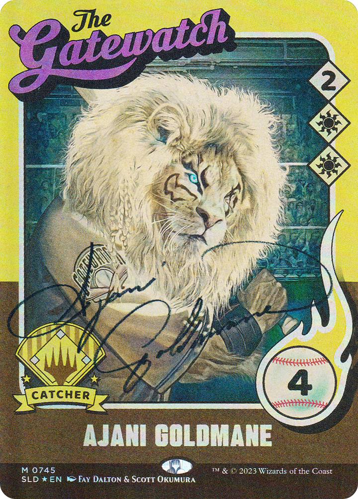 Ajani Goldmane (745) (Autographed) (SLD-745) - Secret Lair Drop: (Full Art) (Borderless) Foil