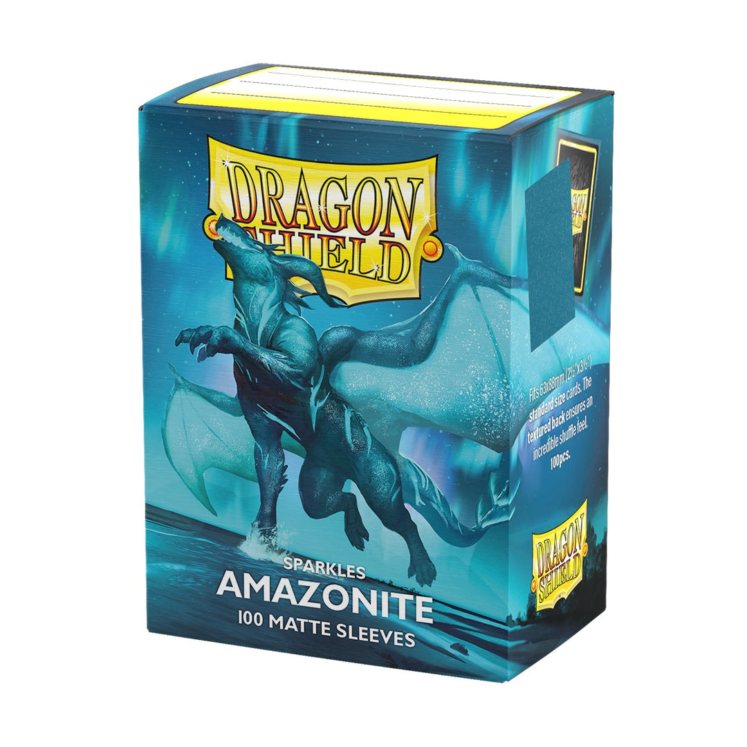 Dragon Shield Sleeves: Standard Matte Sparkles – Amazonite 100CT — box left