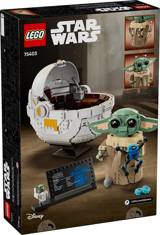 LEGO Star Wars packaging with Baby Yoda figure and display stand