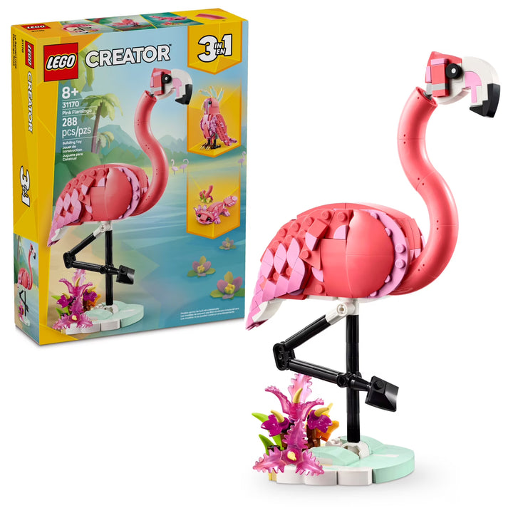 LEGO Creator 3 in 1 Wild Animals: Pink Flamingo, Cockatoo, Axolotl - 31170