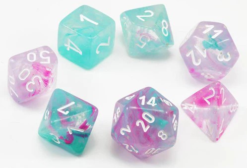Chessex Nebula Mini 7-Die Set – Wisteria/White