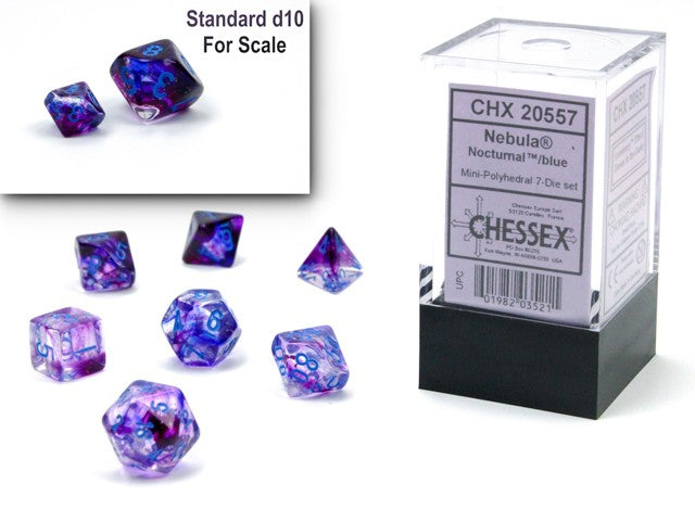 Chessex Nebula Mini 7-Die Set – Nocturnal/Blue Luminary