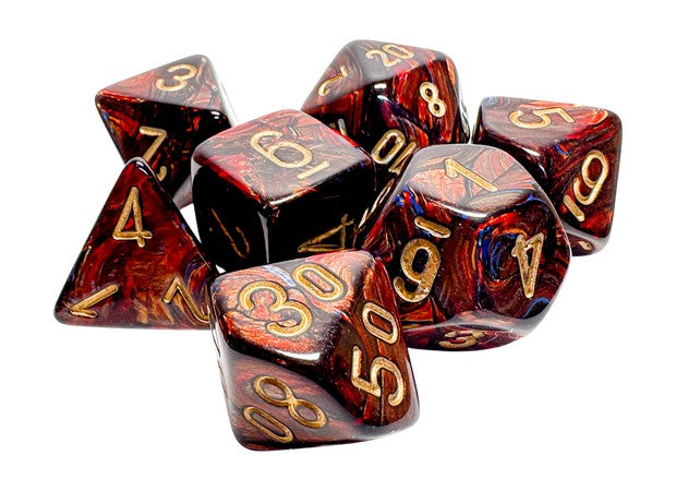 Chessex Scarab Blue Blood/Gold Megahedral 7-Die Set