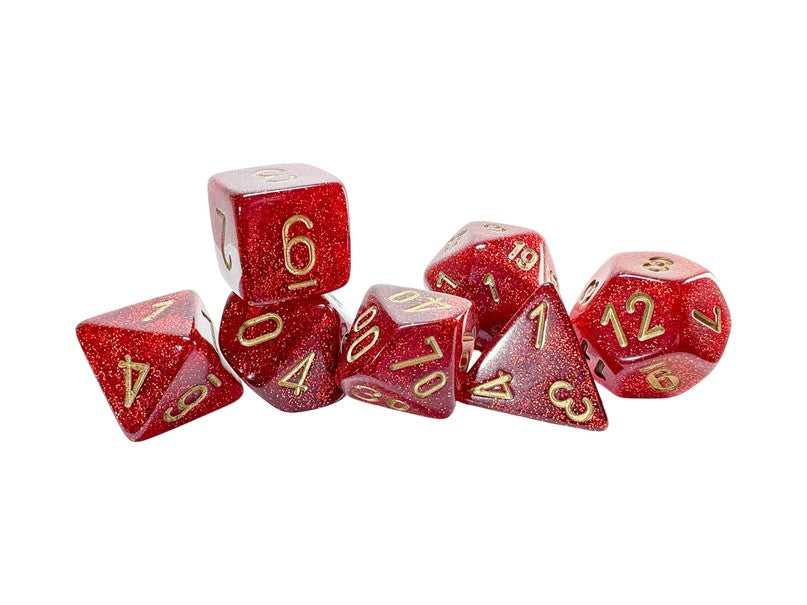 Chessex Glitter Ruby/Gold Megahedral 7-Die Set