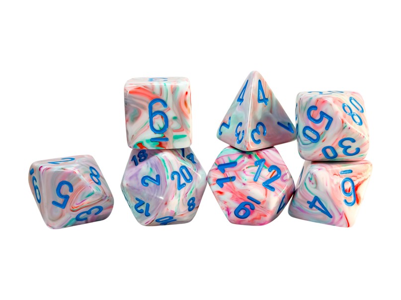 Chessex Festive Pop Art/Blue Megahedral 7-Die Set